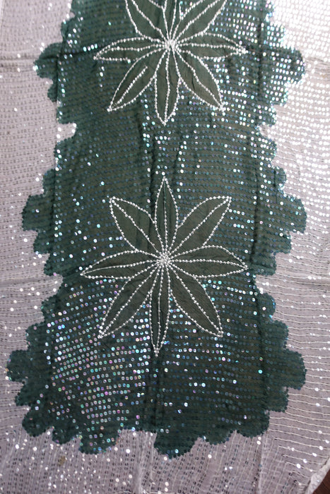 Vintage Cream And Green Sequinned - New