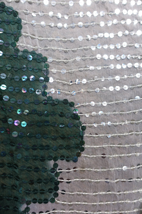 Vintage Cream And Green Sequinned - New