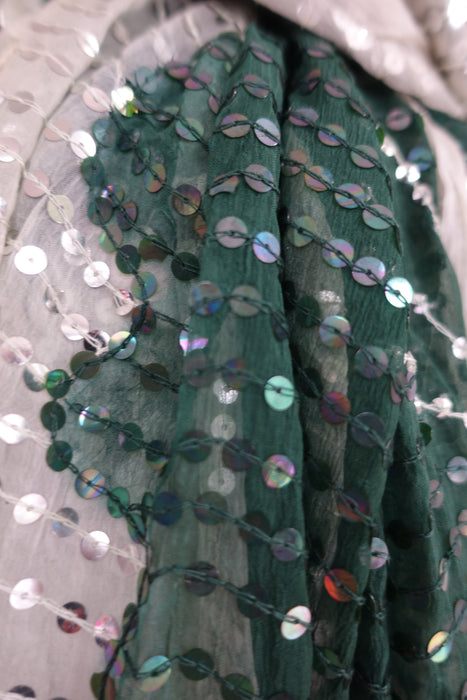 Vintage Cream And Green Sequinned - New