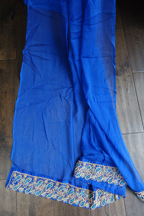 2 Tone Blue Silk Salwar Kameez - UK 20 / EU 46 - Preloved