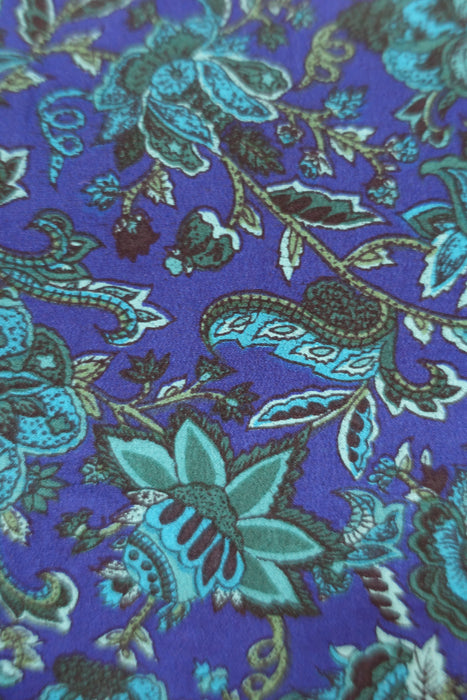 Blue And Green Printed Unlined Silk - Preloved - UK 12 / EU 40