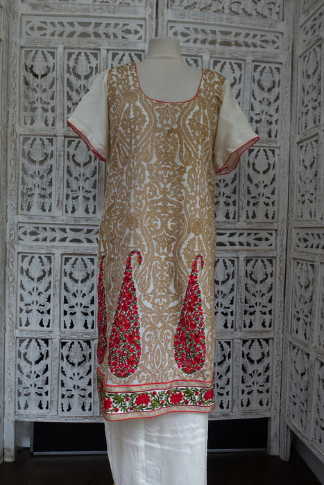 White Embroidered Salwar Kameez - UK 18 / EU 44 - New