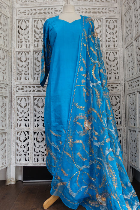 Plain blue salwar suit hotsell