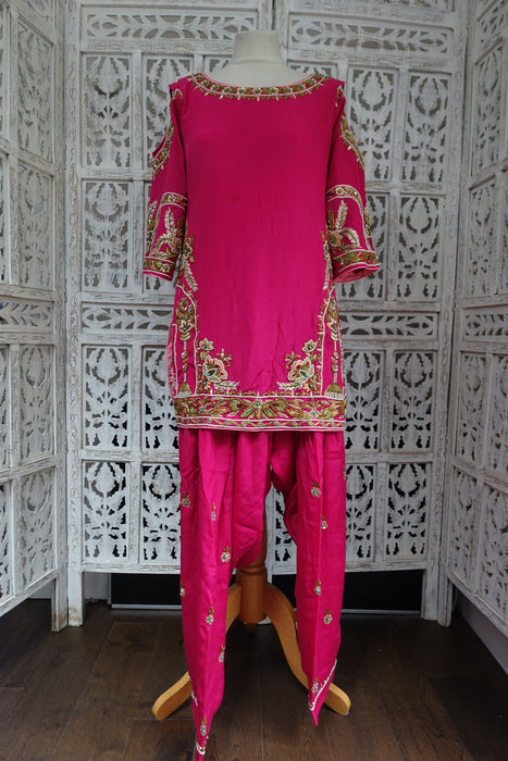 Pink Silk Short Salwar Kameez - UK 10 / EU 36 - Preloved