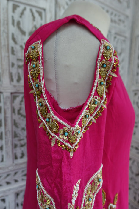 Pink Silk Short Salwar Kameez - UK 10 / EU 36 - Preloved