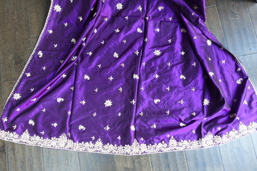 Purple Vintage Pure Silk Salwar Suit - UK 10/12 - EU 36 - New