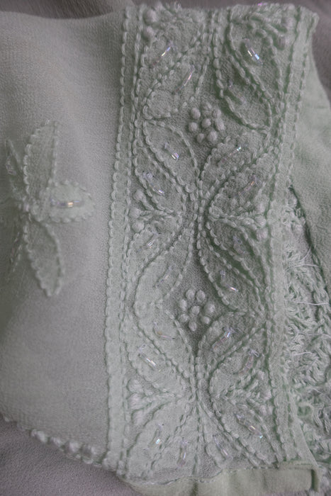 Mint Green Silk Chiffon Trouser Suit - UK 16 / EU 42 - New