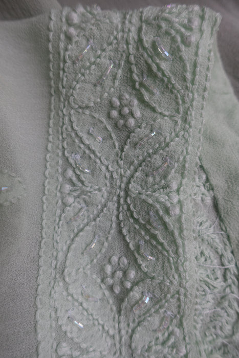 Mint Green Silk Chiffon Trouser Suit - UK 16 / EU 42 - New