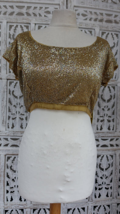 Gold Tiny Beaded Tunic Blouse - UK 12/ EU 38 - Preloved