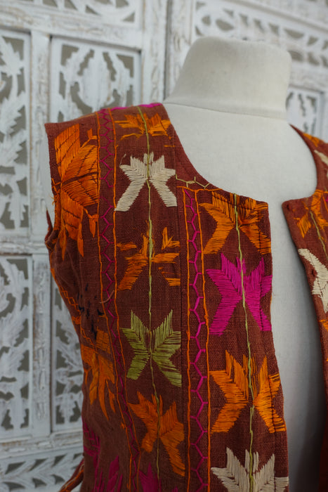 Vintage Phulkari Waistcoat  - UK 8 / EU 34 - Preloved