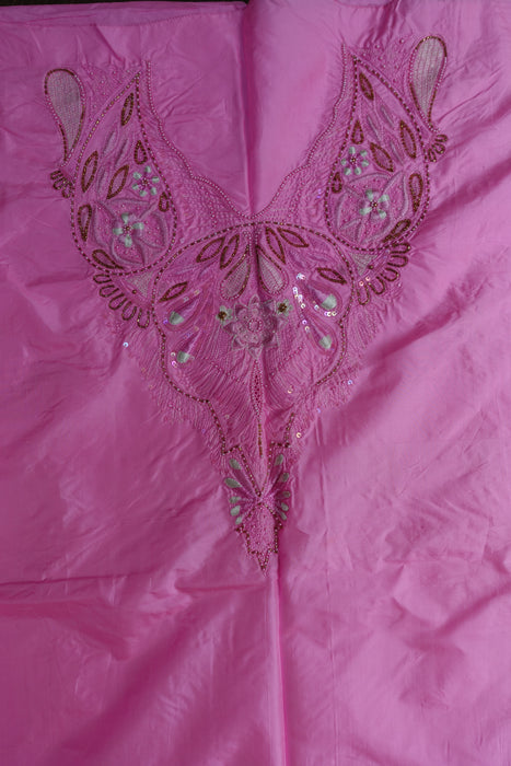 Pink Vintage Embroidered Pure Silk Unstittched - New