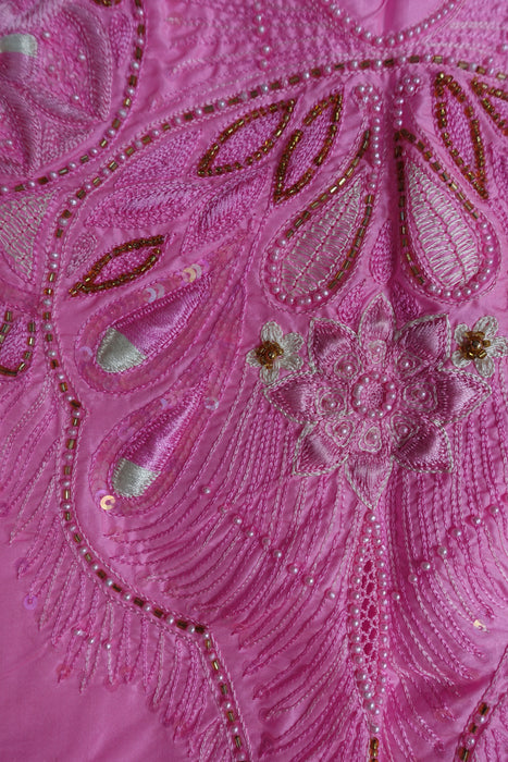 Pink Vintage Embroidered Pure Silk Unstittched - New