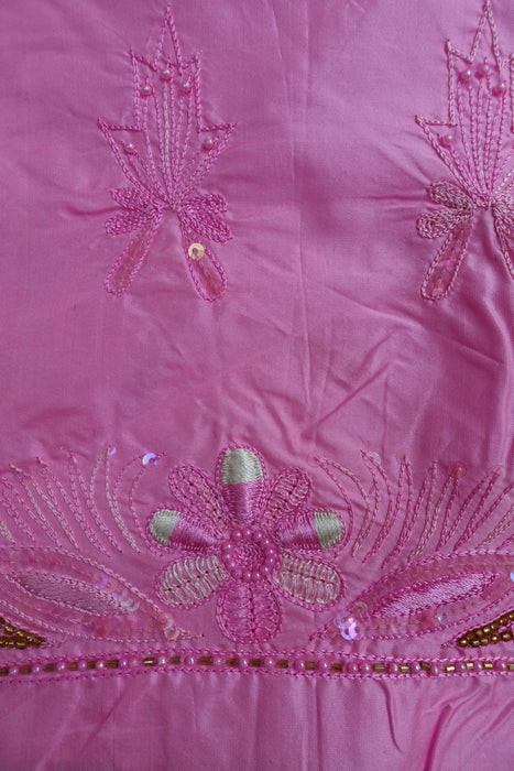 Pink Vintage Embroidered Pure Silk Unstittched - New