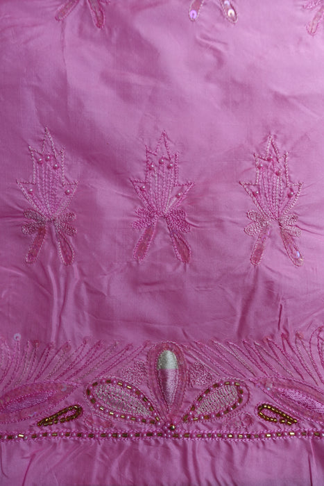 Pink Vintage Embroidered Pure Silk Unstittched - New