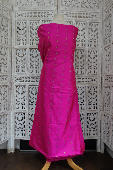 Hot Pink Silk Blend Unstitched - New