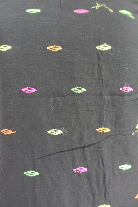 Black Cotton Embroidered Fabric - New