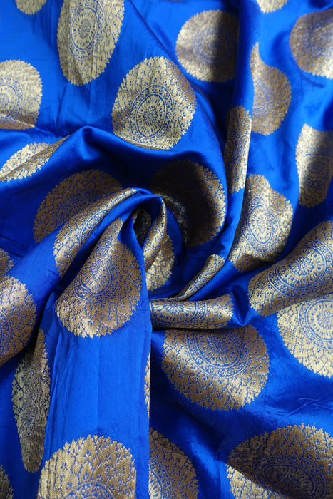 Blue Brocade Effect Fabric - New