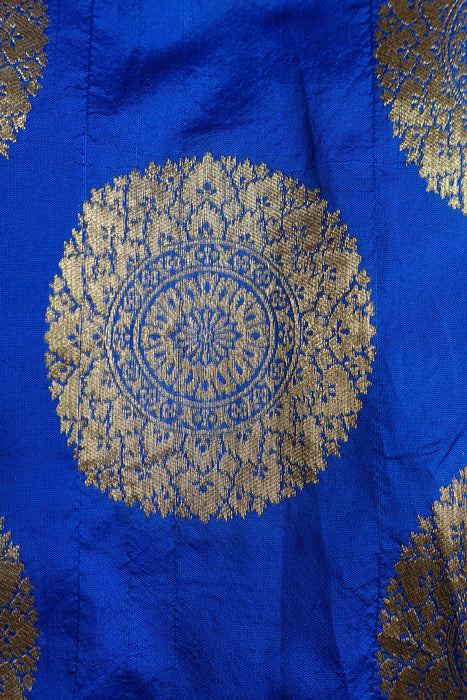 Blue Brocade Effect Fabric - New