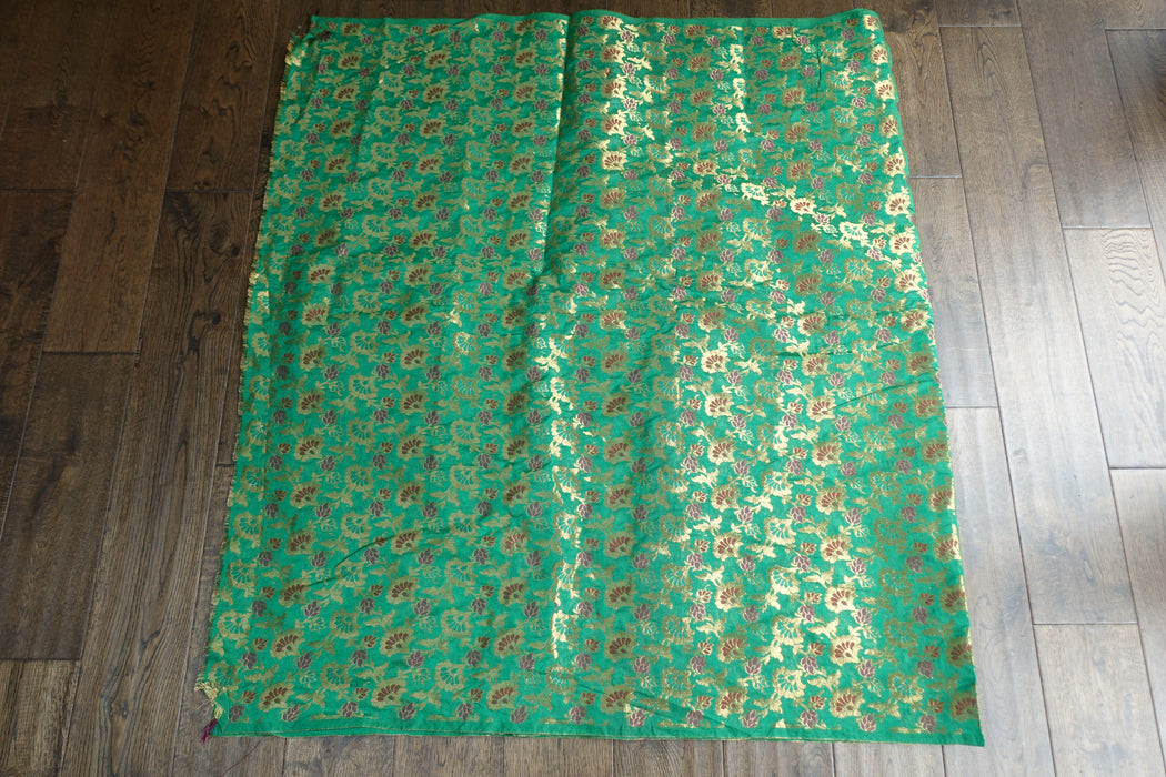 Green Brocade Effect Fabric - New