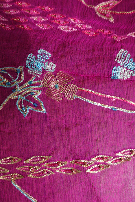 Hot Pink Pure Raw Silk Vintage Unstitched With Matching Dupatta - New