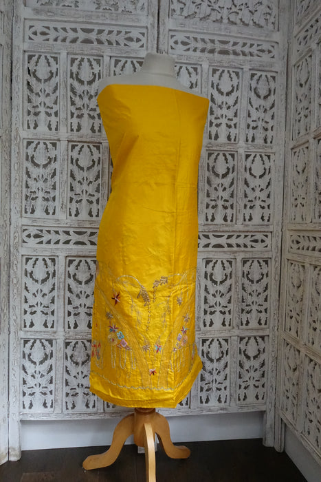 Yellow Pure Silk Vintage Unstitched - New