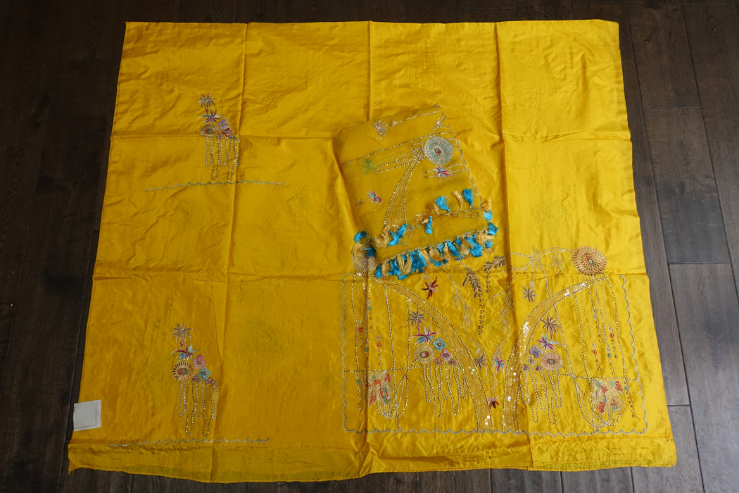 Yellow Pure Silk Vintage Unstitched - New