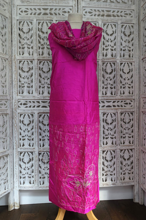 Hot Pink Silk Vintage Unstitched - New