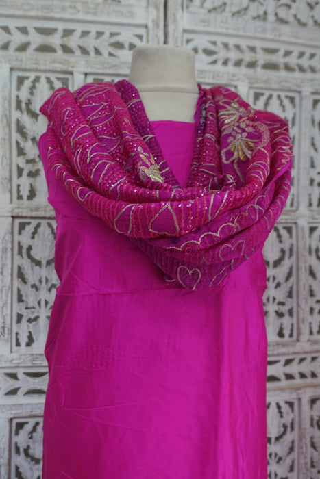 Hot Pink Silk Vintage Unstitched - New