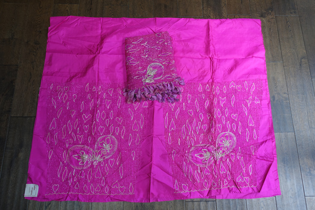 Hot Pink Silk Vintage Unstitched - New