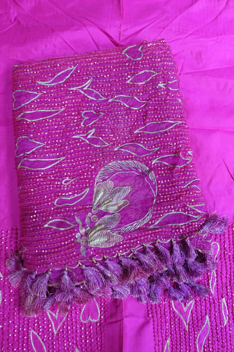 Hot Pink Silk Vintage Unstitched - New