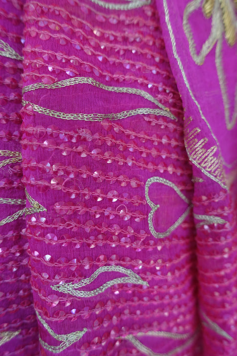 Hot Pink Silk Vintage Unstitched - New