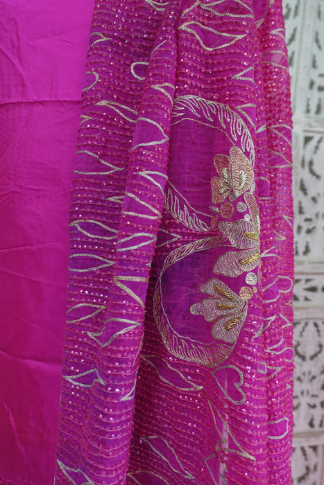 Hot Pink Silk Vintage Unstitched - New