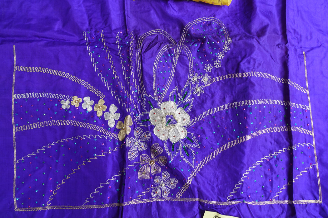 Purple And Yellow Vintage Silk Unstitched -New