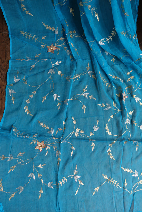 Peacock Blue Silk Vintage Unstitched - New