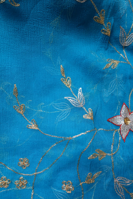 Peacock Blue Silk Vintage Unstitched - New