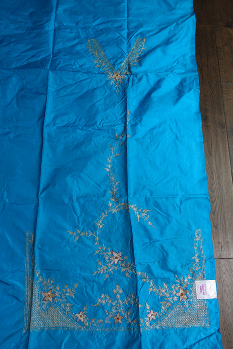 Peacock Blue Silk Vintage Unstitched - New