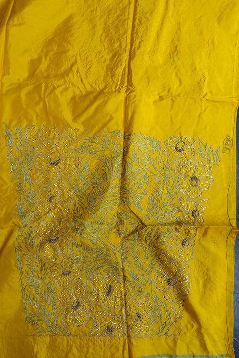 Bright Yellow Silk Vintage Unstitched With Heavy Dupatta - New