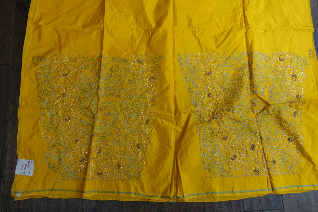 Bright Yellow Silk Vintage Unstitched With Heavy Dupatta - New