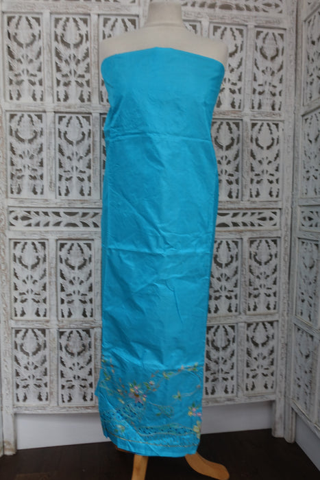 Light Blue And  Dark Blue Vintage Silk - New