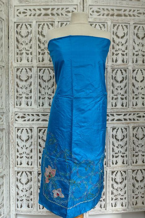 Blue Silk Vintage Embellished Unstitched - New