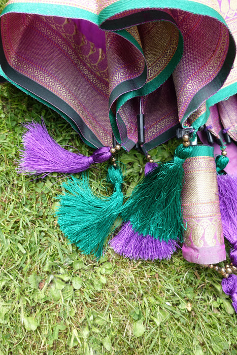 Purple Vintage Silk Handmade Umbrella - Preloved - Indian Suit Company