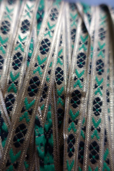 Green & Black Gold Braid Trim