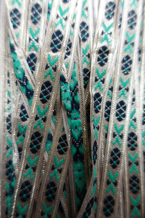 Green & Black Gold Braid Trim