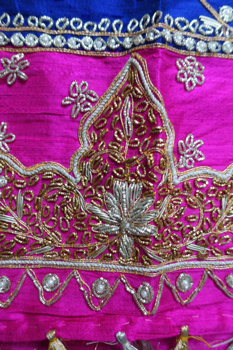 Purple & Pink Raw Silk Vintage Zardosi Shawl - New — Indian Suit Company