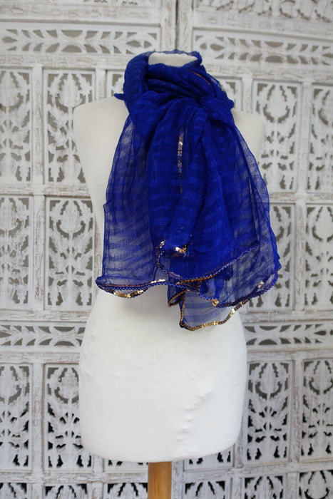 Royal Blue With Gold Sequins - New