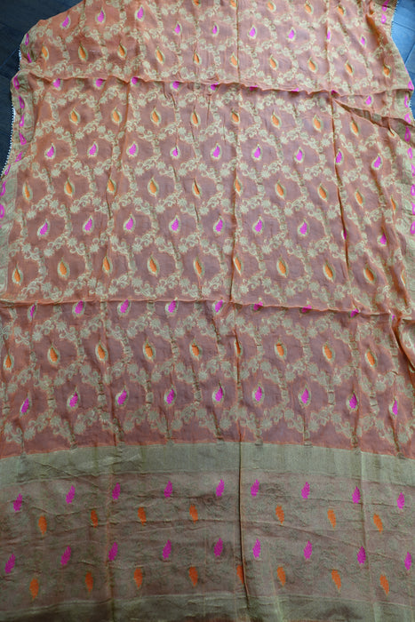 Orange Chiffon Banarsi Dupatta - New