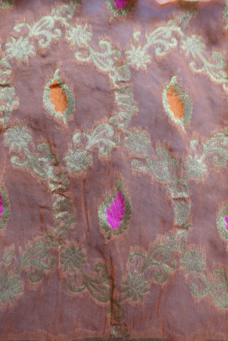 Orange Chiffon Banarsi Dupatta - New