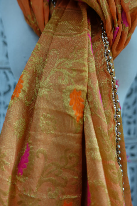 Orange Chiffon Banarsi Dupatta - New